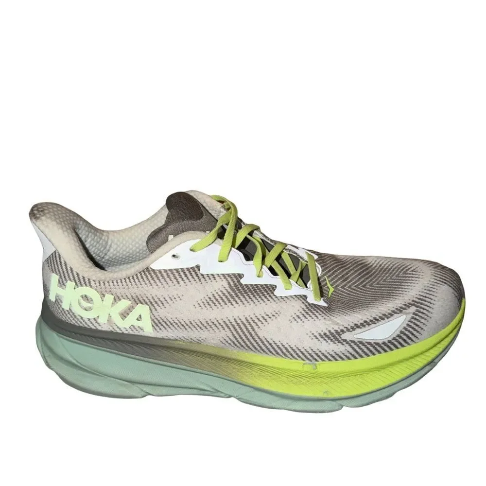 Hoka Clifton 9 GTX Sneakers with Lime and Gray Tones size 12 D